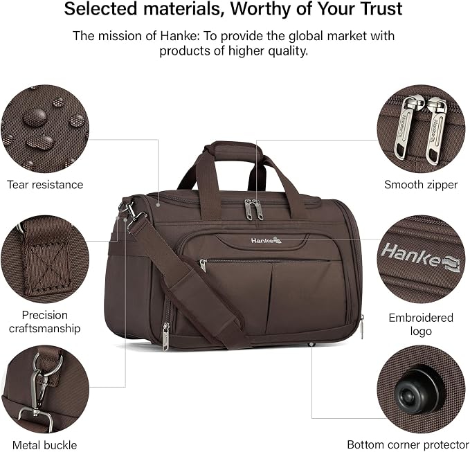 Hanke Small Underseat Carry On Luggage Bags for Travel with 10 Pockets. | Airline Approved Foldable Personal Bag w/ Luggage Sleeve; Tote Duffle & Bento Bag, Flight Attendant Weekender for Men & Women - Image 5