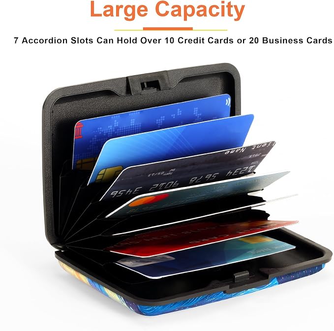 Mayski Credit Card Holder for Women RFID Blocking Wallet, The Starry Night | Card Wallets for Women Small Mini Business Metal Accordion Aluminum Alloy Hard Case for Men - Image 4