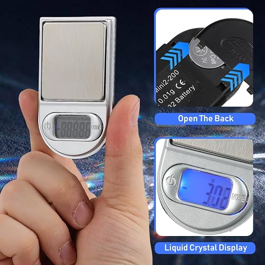 IMIKEYA Mini Digital Pocket Scale 200/0.01 Gram Jewelry Scale in Lighter Shape Battery Powered Stainless Steel with LCD Display for Coins Medicine Collections Portable Home Use - Image 6