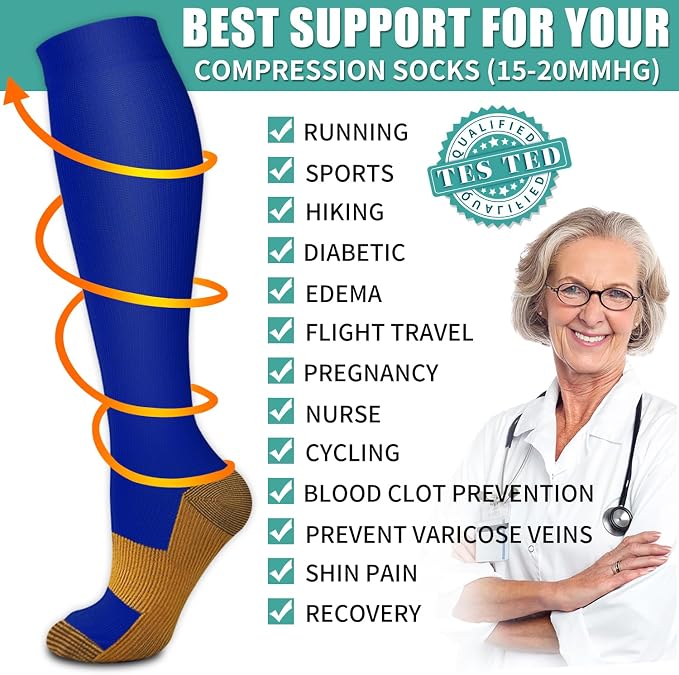 3 Pack Medical Compression Sock-Compression Sock For Women and Men Circulation -Best for Running,Nursing,Athletic Sports - Image 5
