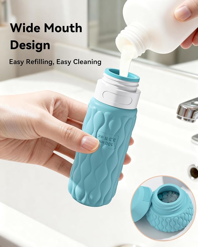 Travel Bottles for Toiletries Silicone Travel Size Containers 3.4oz 1.7oz | Travel Essentials TSA Approved Leakproof Refillable Squeeze Bottles with Labels/Clear Bag for Shampoo, Conditioner, Creams - Image 5
