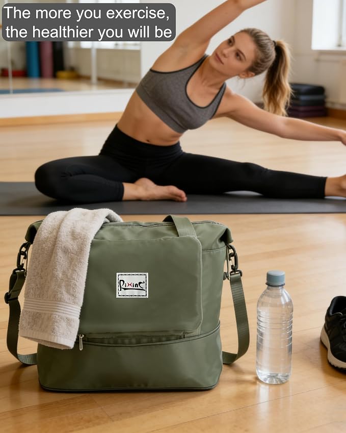 Foldable Travel Duffel Bag for Women, Olive Green | 40L Expandable Water-Resistant Carry on Bag, Personal Item Travel Bag Flight Approved with Wet Pocket for Gym Travel, Nylon - Image 8