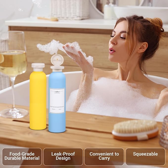 Travel Shampoo Bottle, Empty Plastic Squeeze Bottles 8.8oz with Flip Cap, Lotion Container for Toiletries Travel Size Shampoo and Conditioner - Image 5