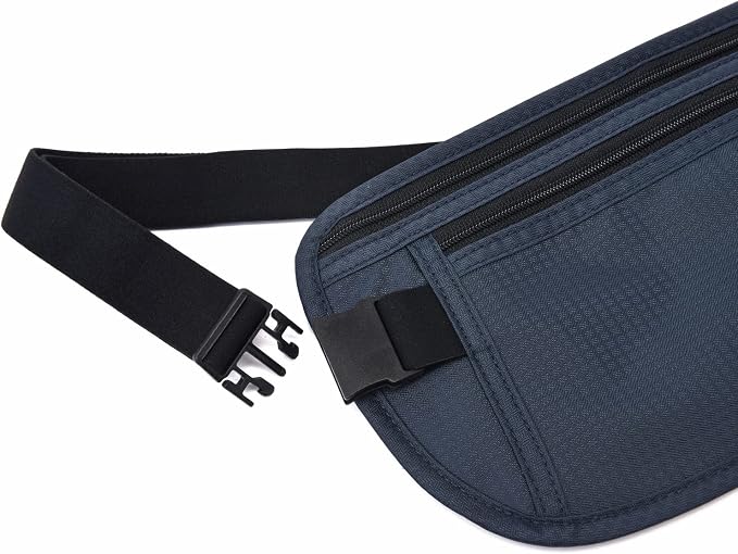 RFID Blocking Money Belt for Men Women, Slim Fanny Pack For Travel，Running,Conceal Waist Wallet For Passport Holder,Phone,Cash(Dark Blue) - Image 3