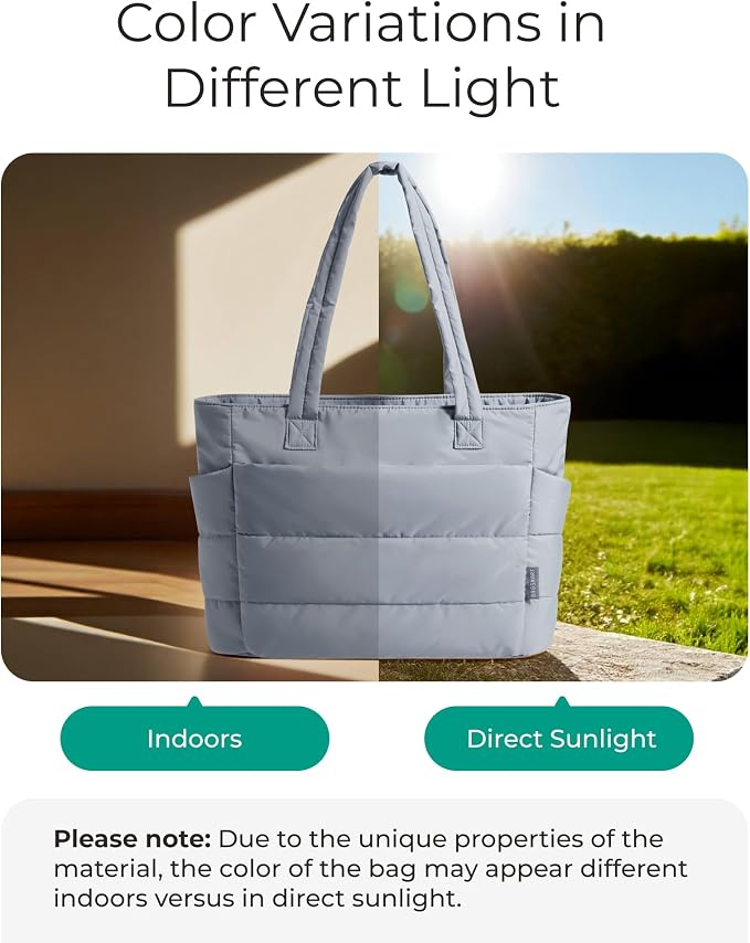 BAGSMART Tote Bag for Women, Lightweight Puffy Tote Bag with Compartments Shoulder Bag Handbag for Travel, Work, Gym | Lightweight - Image 5