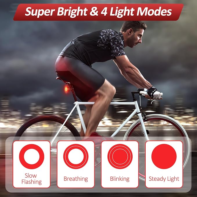 Bike Alarm with Remote, Bike Tail Light & Brake Light Auto ON/Off USB-C Rechargeable, 110dB Bicycle Alarm System Anti Theft Vibration Motion Sensor for Bike, Ebike, Scooter, IP65 Waterproof - Image 3