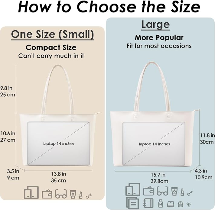 KALIDI Tote Bag Zipper Shoulder Bag Vegan Leather Purses Satchel for Women | Large Casual Handbag for Work Commuting Dating College Everyday - Image 3