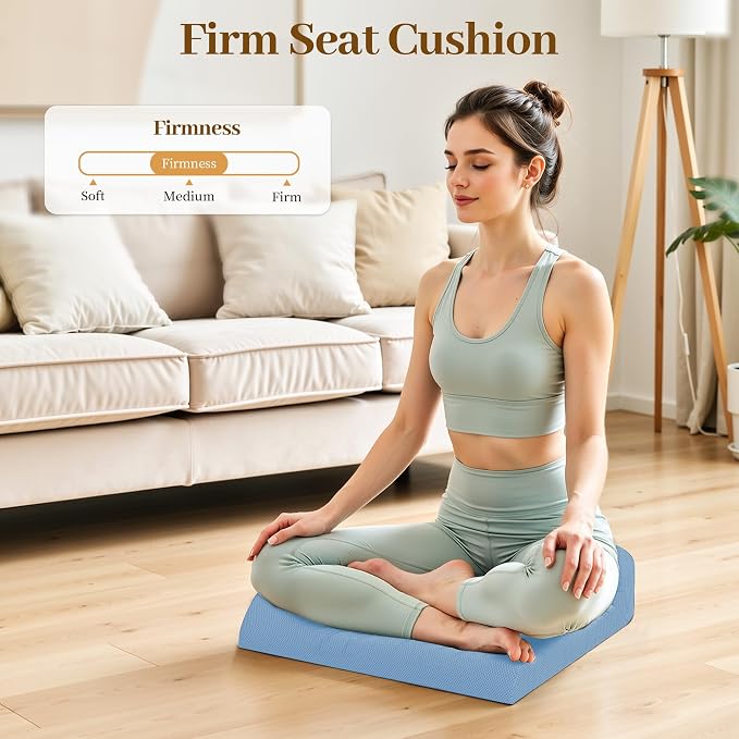 TranquilRelax Memory Foam Seat Cushion for Office Chair, 3-Inch, Light Blue | Medium-firm Support for Long Sitting, Washable Mesh Cover, Non-slip Base, Perfect for Car Seats & Short Drivers - Image 8