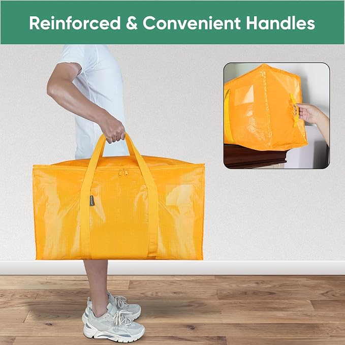 BALEINE 2-Pack Oversized Moving Bags with Reinforced Handles, Heavy-Duty Storage Tote for Clothes, Moving Supplies (Light Yellow, 2-Pack) - Image 5
