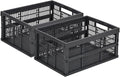 HUUSMOT 2-Pack Collapsible Plastic Storage Baskets, Dark Grey, 19"x13"x9" | Pastel, Space-Saving, Collapsible Plastic Bins, Cute Mini Storage Crates, for Classroom, Kitchen, Office, Bedroom by HUUSMOT