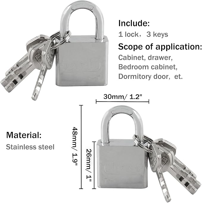 HOWDIA 4 Inch Door Lock Latch Padlock Hasp Set, 90 Degree Latch Lock with Screws and Padlock Stainless Steel Safety Right Angle Padlock Hasp Latch Security Door Clasp Hasp for Shed/Gate/Storage Lock - Image 3