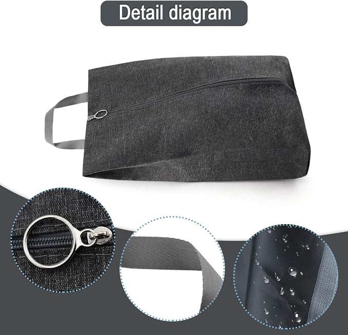 Shoe Bags for Travel - Set of 3 Pack Large Capacity Oxford Fabric Shoe Bags, Waterproof Thickened Portable Shoe Organizer bag with Sturdy Zipper(3Pack Grey) - Image 3