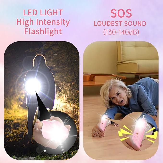 Rechargeable Personal Safety Alarm for Women - 130dB Self Defense Keychain Siren Whistle with SOS Strobe Light, Low Battery Notice - Emergency Security Safe Protection Devices, College Essentials - Image 2