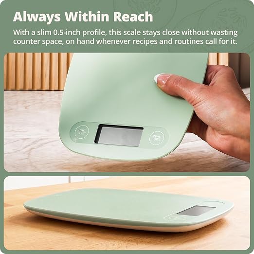 Greater Goods Food Scale, Slim & Compact Build, 1g Precision (Sage Green) | Digital Kitchen Scale for Cooking, Meal Prep & Portion Control, Tare, Auto Shut-Off, g/oz/lb/ml Conversion & Calorie Tracking - Image 2