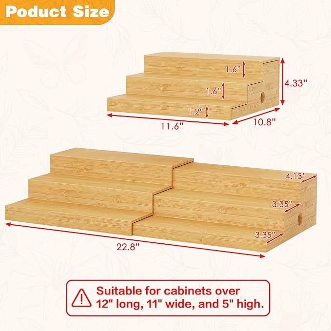 2-Pack Expandable Bamboo Can Organizer for Pantry Display, Holds 48 Cans | 3-Tier Adjustable Can Storage Holder, Soda & Canned Food Organizer Rack for Cabinets & Countertops (Patent Pending) - Image 6