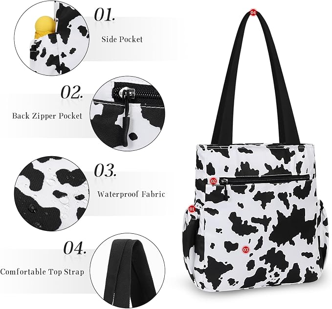 HUA ANGEL Floral Tote Bag - Casual Shoulder Bag Daily Tote Bag with Zipper Gym Travel Shopping Work Handbag for Women - Image 4