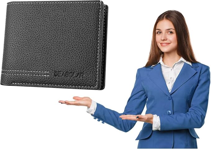 Men Wallet Black PU Material 4 Card Holder 2 Money Pockets 3 Clear Window Suitable for Gifts without RFID Slim Small for Traveling - Image 8