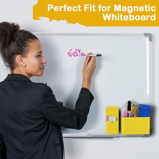KITANIS Magnetic Pen Holder,2 Pack Magnetic Dry Erase Marker Holder with Generous Compartments,Strong Magnet Storage Marker Pen Pencil Organizer for Refrigerator,Whiteboard,Locker Accessories - Image 5