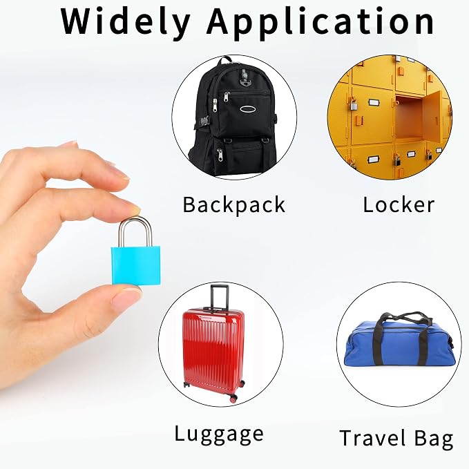 6 Pcs Suitcase Locks with Copper Keys Protect Your Belongings with Febwind's Set of 6 Mini Padlocks Multicolor Durable Locks for Suitcases Backpacks Boxes Cabinet and Laptop Bags - Image 4