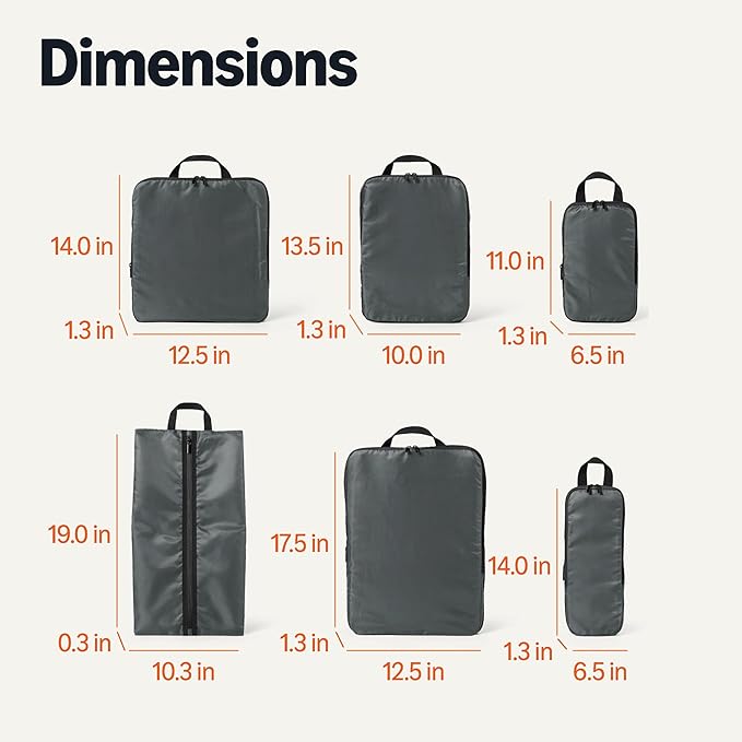 Amazon Essentials Ultralight Compression Packing Cubes, Recycled Fabric, 2 Zippers, 6-Pack, Grey, for Suitcases or Backpacks - Image 5