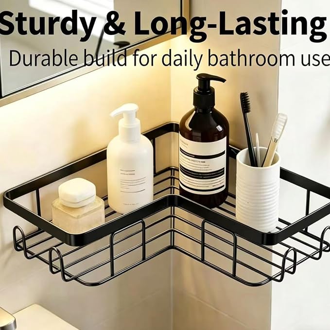 Shower Caddy 3 Pack, No Drilling Adhesive Bathroom Organizer Shelf Rack, Corner Shower Shelf with Hooks for Home Decor & Storage - Image 5