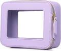 Pinkmik Clear Makeup Bag, (Purple, M) | Waterproof, Travel Cosmetics and Toiletries Case, Portable Makeup Organizer, Clear Car Bag with Zipper by Pinkmik