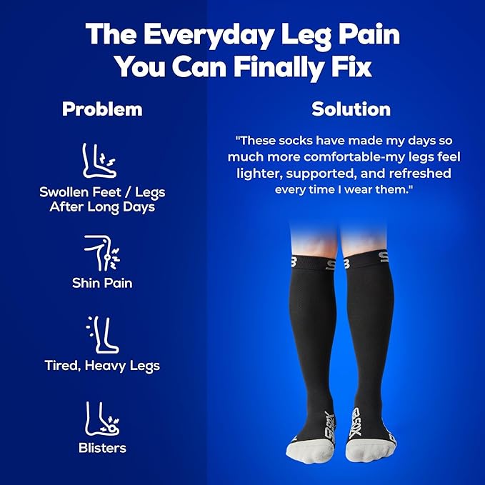 SB SOX Compression Socks for Men & Women (15-20mmHg) | Best Compression Socks for Flying, Medical, Sports, Wide Calf Fit, Pregnancy, and Daily Wear - Image 5