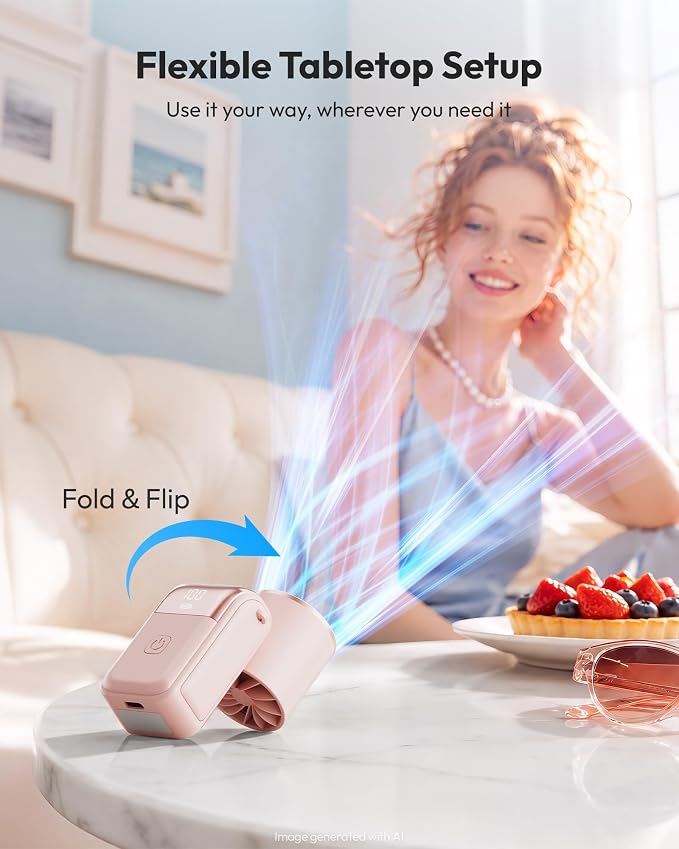 Gaiatop Portable Mini Fan Handheld, 3-in-1 Foldable Pocket Fan, Up to 15H | Personal Small Hand Fan, 6-Speed Turbo Cooling, USB Rechargeable, Outdoor Travel Essentials, Gifts for Women Teen Girls, Pink - Image 5