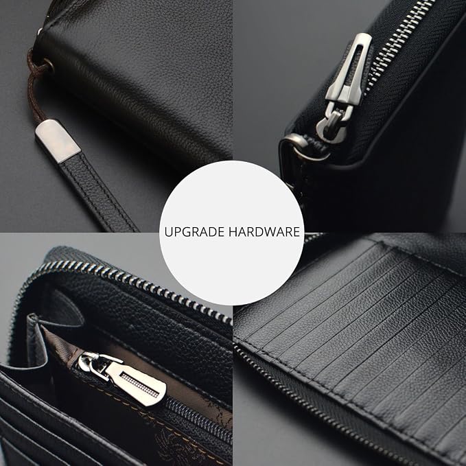 Bveyzi Women RFID Blocking Wallet Leather Zip Around Phone Clutch Large Capacity Ladies Travel Purse Wristlet - Image 6