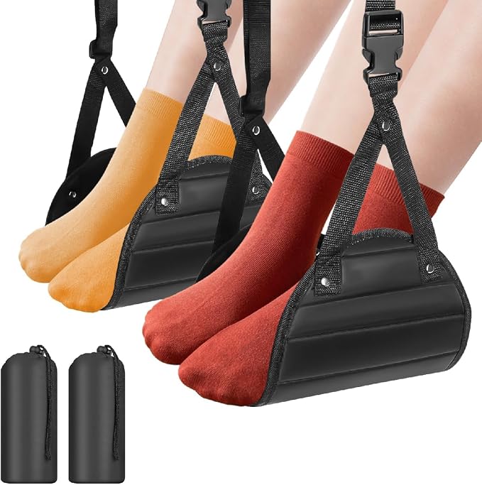 SZXYX Foot Hammock for Plane Travel (2 Pack), Memory Foam Airplane Foot Hammock Provides Foot Rest for Air Travel, Portable Airplane Travel Essentials & Long Flight Must Haves by SZXYX