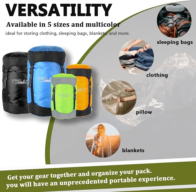 Frelaxy Compression Sack, 40% More Space! Sleeping Bag Stuff Sack | Ultralight Compression Stuff Sack, Water-Resistant & Ultralight Space Saving Gear for Camping, Hiking 11L/18L/30L/45L/52L - Image 6