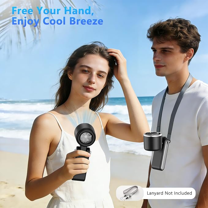 COO Portable Handheld Turbo Fan, 5-Speed Rechargeable Personal Fan | 180° Foldable 3 IN 1 Design with LED Display, Mini Desk Fan for Office, Travel & Outdoor Activities, Black - Image 7