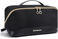 BAGSMART Makeup Bag Cosmetic Bag, Travel Makeup Bag,Water-resistent Makeup Bags for Women Portable Pouch Open Flat Make Up Organizer Bag for Toiletries, Brushes Black by BAGSMART