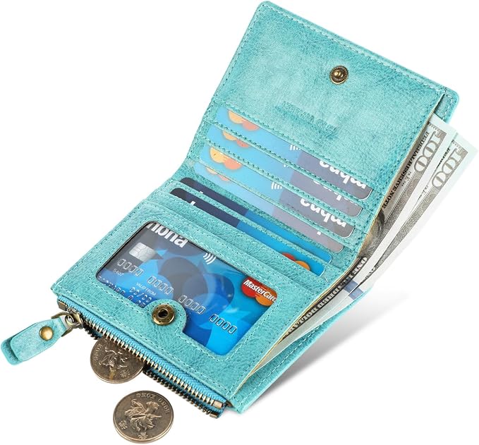 Ultra Thin Small Compact Leather Womens Girls Wallets RFID Blocking Credit Card Holder for Women - Image 2