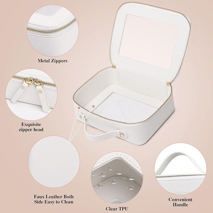 Pinkmik Clear Makeup Bag, (White, L) | Mahjong Tiles Bag ,Travel Cosmetics and Toiletries Case, Portable Makeup Organizer,Car Bag with Zipper,Waterproof, - Image 5