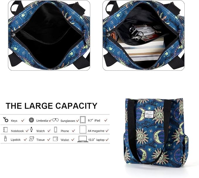 KAMO Floral Tote Bag - Waterproof Lightweight Handbags Travel Shoulder Bag for Hiking Yoga Gym Swimming Travel Beach - Image 5