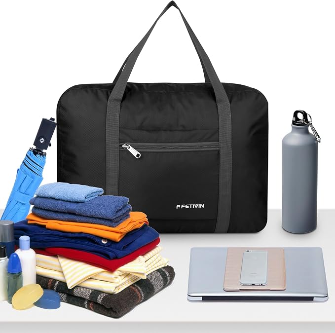 F.FETIVIN Personal item travel bag 17.7x12.6x6.3 for Spirit Airlines Lightweight carry on duffle bag for Gym,Sports,Vacation(Black) - Image 5
