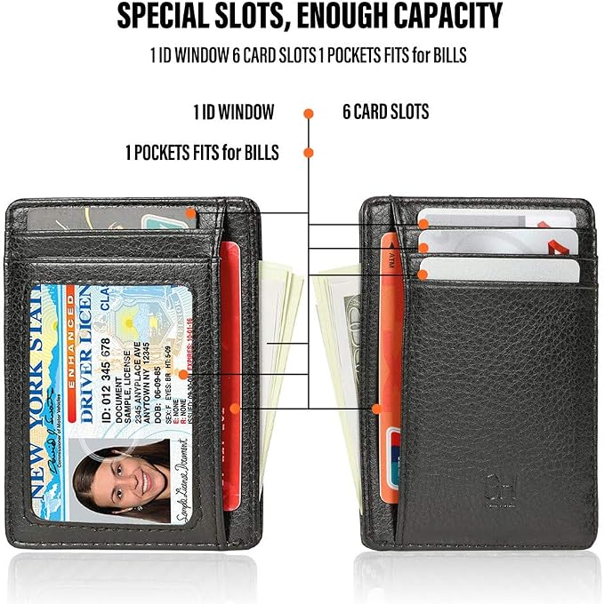 GH GOLD HORSE Slim RFID Blocking Card Holder Minimalist Leather Front Pocket Wallet for Women | Slim - Image 4