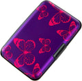 Credit Card Holder, Metal Card Wallet RFID Blocking Mini Slim Aluminum Business Hard Card Case for Women Men (Purple Butterfly) by Kaabao