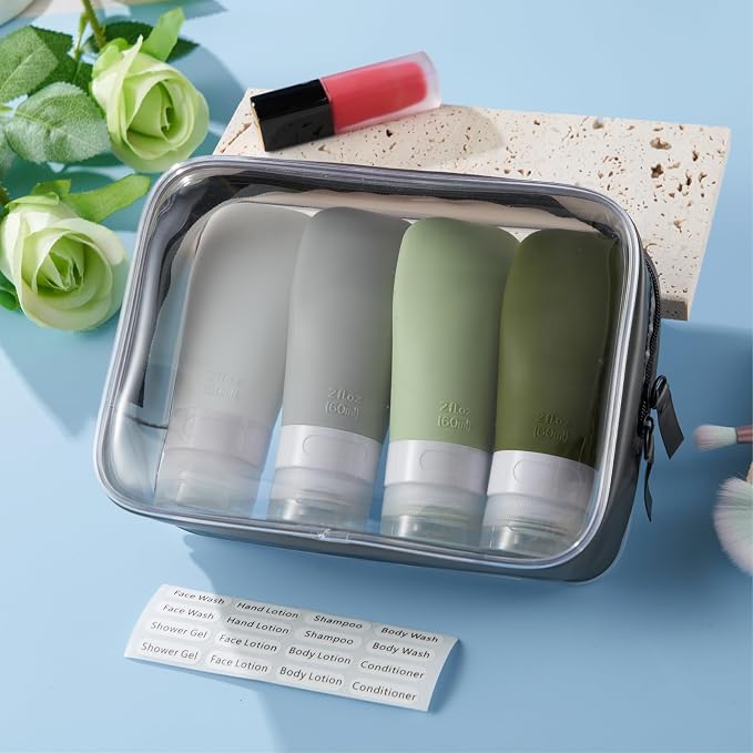 INSFIT Travel Bottles for Toiletries, TSA Approved 3oz Travel Size Containers, BPA Free Leak Proof Squeezable Silicone Tubes for Shampoo Conditioner Lotion Body Wash with Labels - Image 7