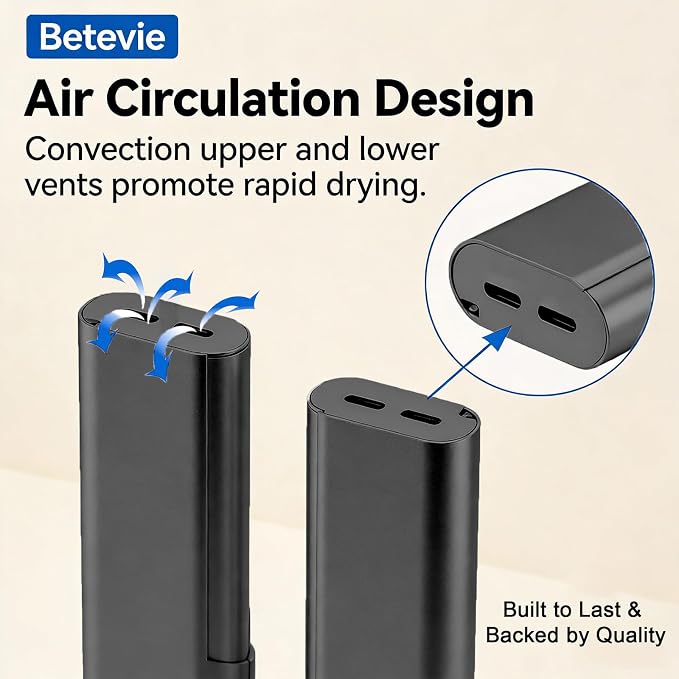Portable Toothbrush Travel Case: Breathable & Dirt-Proof Hotel Camping Outdoor - Aluminum for Storage Recyclable Traveler (1, Black) - Image 4