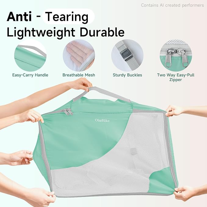 9 Set Packing Cubes for Travel, Gifts for Women Mom,Anti-Tearing Suitcase Organizer,OlarHike Vacation Essentials & Accessories for Cruise Ship - Image 4