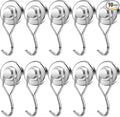 Magnetic Hooks 80LBS Swivel Swing Magnet Hooks Heavy Duty 10 Pack | Strong Neodymium Magnetic Hook for Cruise Cabins Refrigerator Hanging Garage Workshop Office and Kitchen Silver by EBAVITE