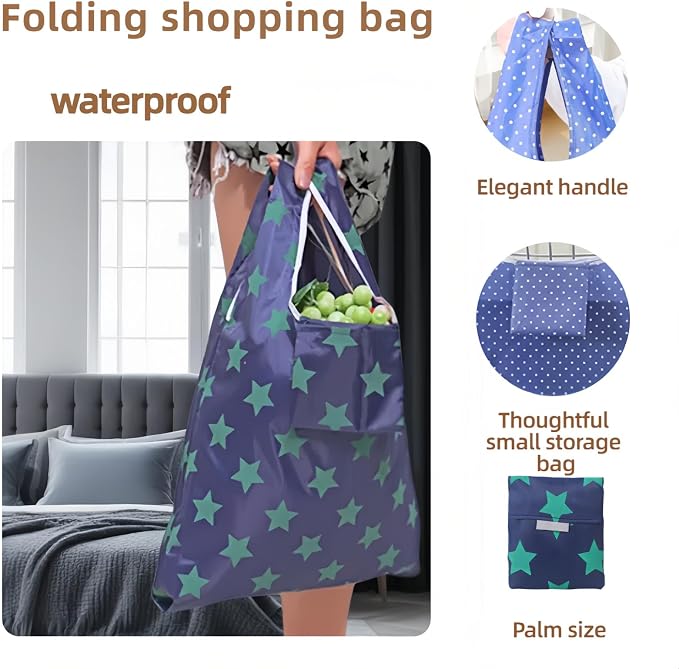 2 Pack Reusable Foldable Grocery Bags - Waterproof 20x14 Inch Tote with Pockets - Image 2