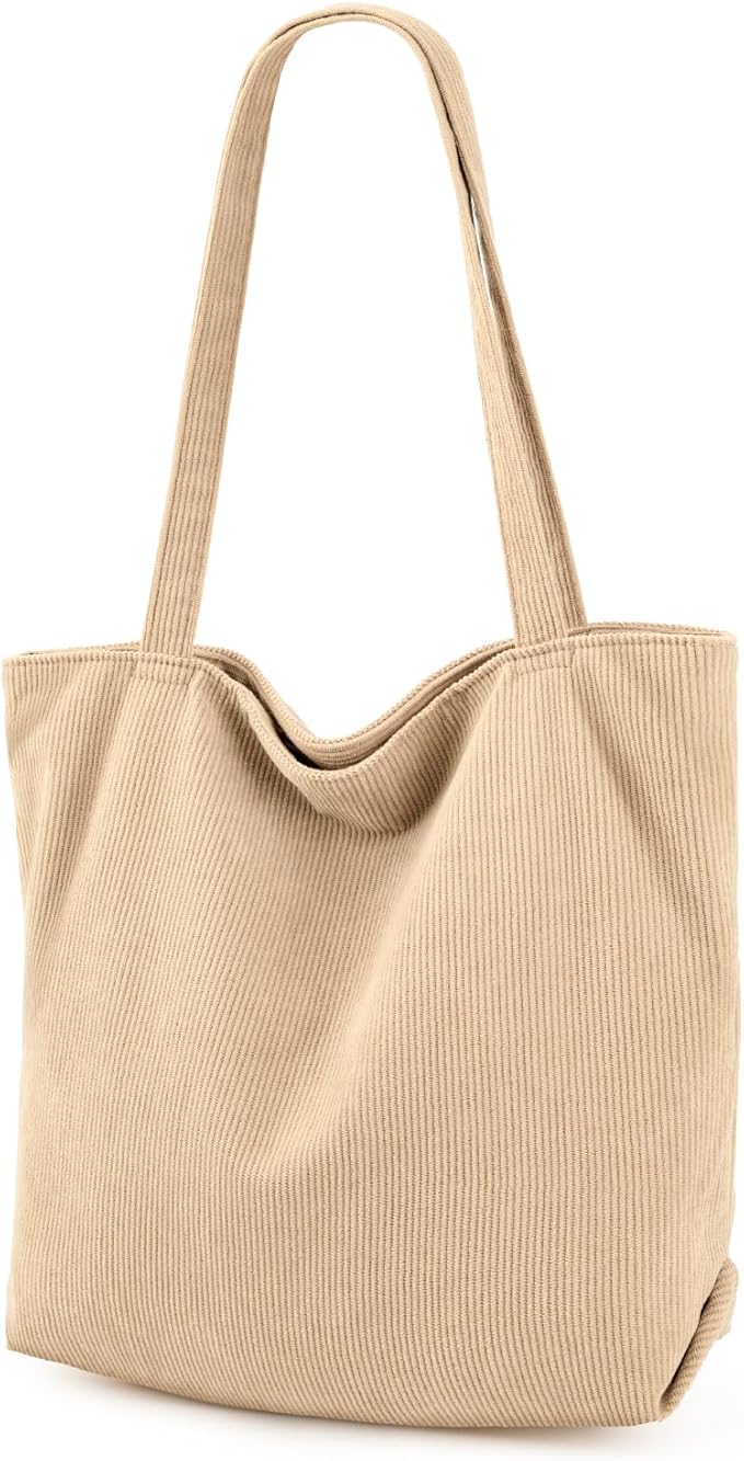 Iioscre Corduroy Tote Bag for Women,Hobo HandBags with Zipper | Large Capacity Casual Shoulder Bag with Inner Pockets for Shopping Work Daily Travel. by Iioscre