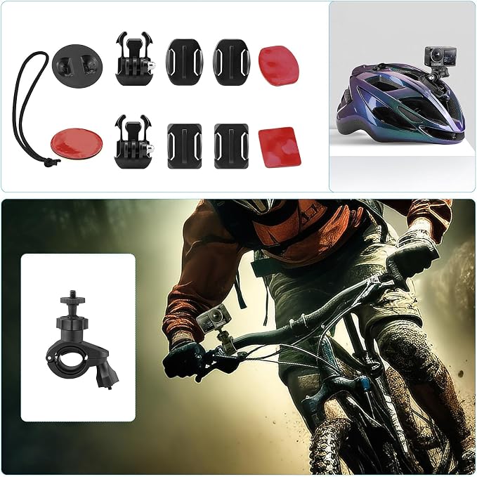 38-in-1 Action Camera Accessory Kit for GoPro, AKASO, DJI, Insta360 | Helmet/Chest/Head/Wrist/Handlebar/Suction Cup Mount + Floating Grip for Sports & Underwater Recording - Image 5