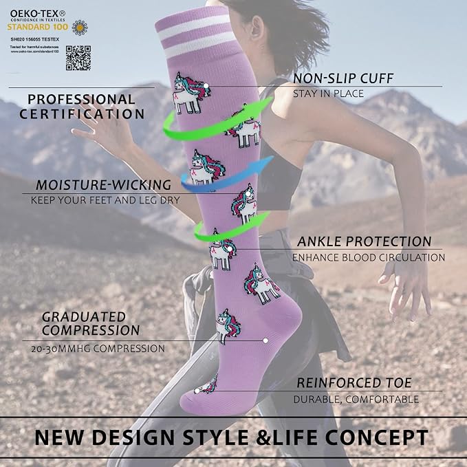 fenglaoda Compression Socks for Women Men 3 Pairs Graduated Compression Support Circulation Socks for Nurses - Image 2