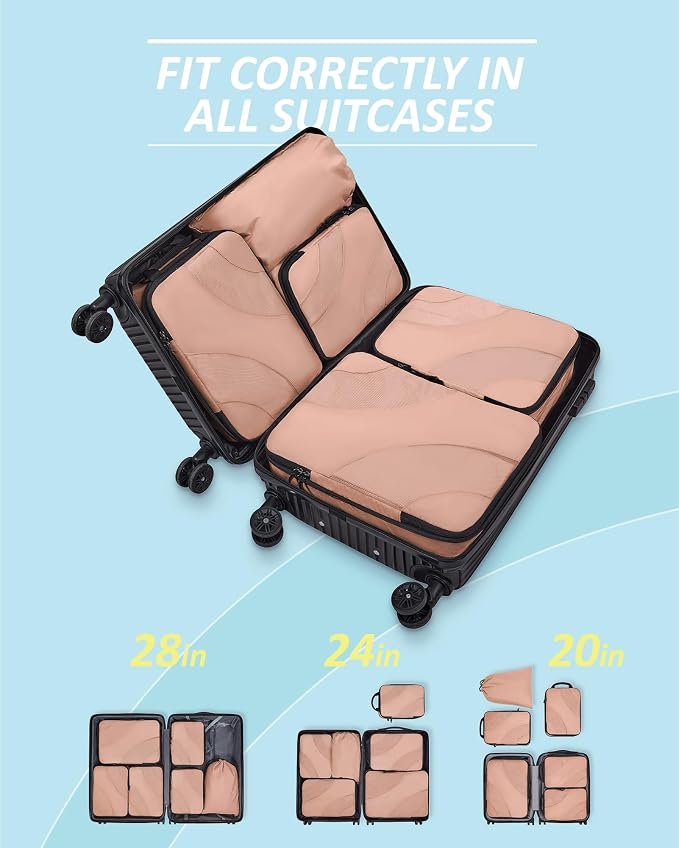 BAGSMART Compression Packing Cubes for Travel | Lightweight suitcase organizers bag set, space-saving double zipper expansion for carry-on luggage & travel organization - Image 3