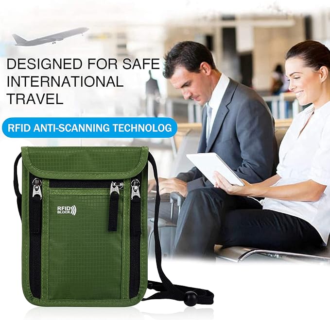 Travel Pouch Neck Wallet Family Passport Holder Organizer Case with RFID Blocking | Family Passport Holder - Image 6