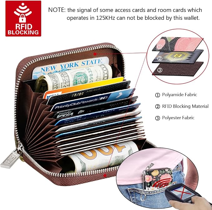 FurArt Zipper Wallet Women RFID Credit Card Holder keychain Wallet | ID Window RFID Blocking Compact Small business 15/16 slots - Image 5